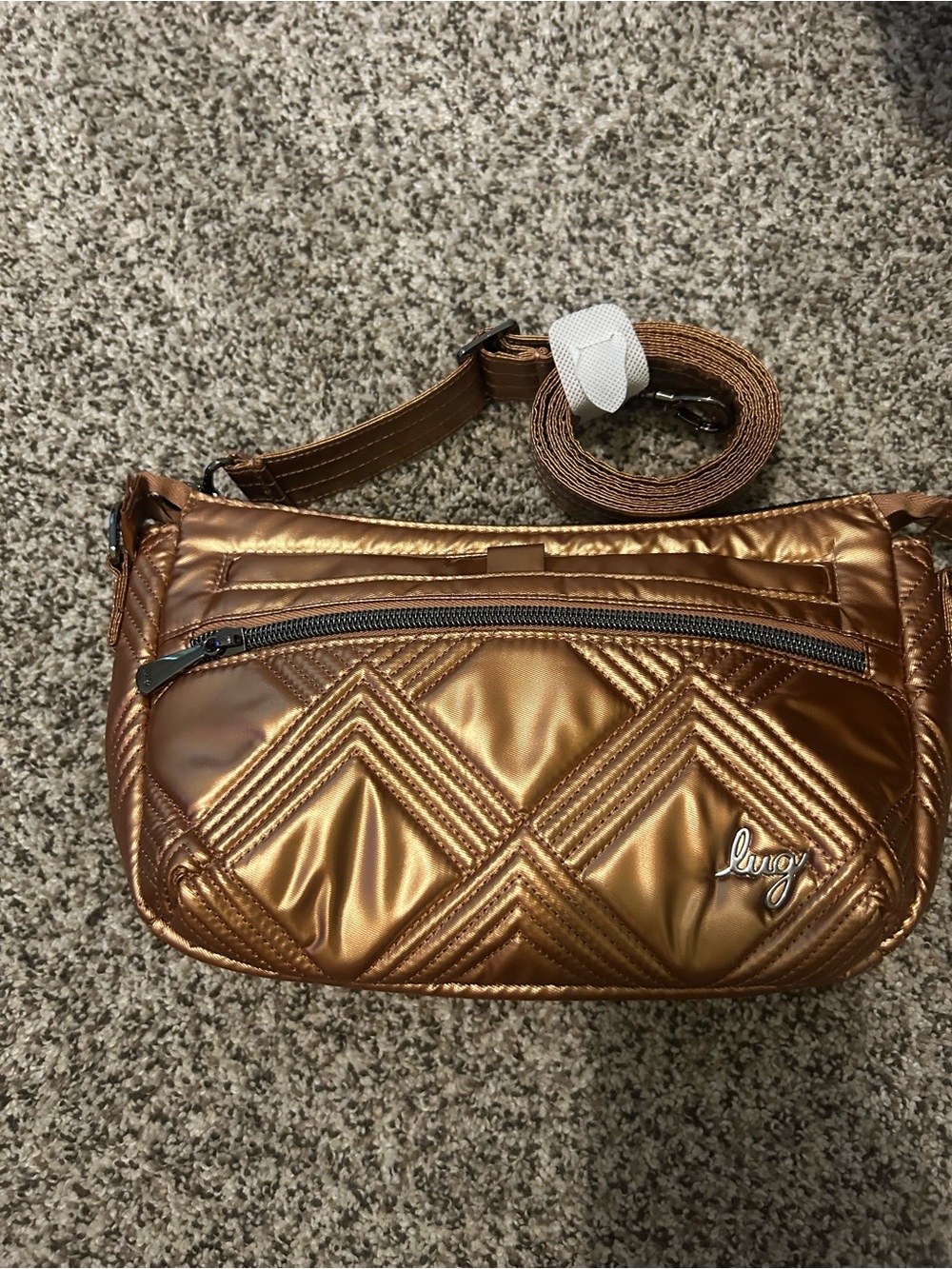 Lug Dash Classic Crossbody Bag - Metallic Gold / Chai Quilted Travel Purse